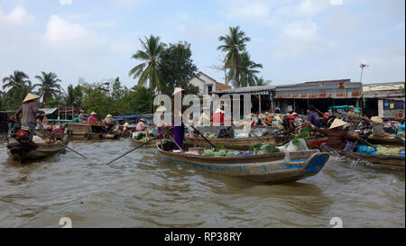 Marché Flottant de Can Tho, Delta du Mékong, Vietnam, Banque D'Images