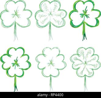 Ensemble de trèfles pour le jour de la Saint Patrick, vector illustration Illustration de Vecteur