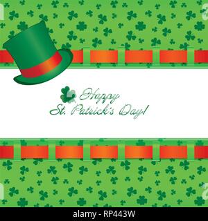 Arrière-plan avec les trèfles pour St.Patrick's Day avec un trèfle heureux, vector illustration Illustration de Vecteur