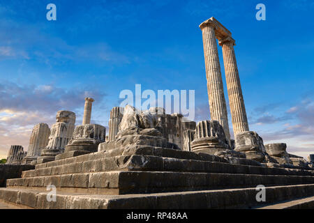 Photo des étapes et les colonnes des ruines de l'antique grecque Ionienne Didymes Temple d'Apollon & accueil à l'Oracle d'Apollon. Aussi connu sous le nom de Di Banque D'Images