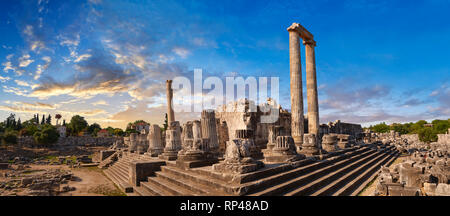 Photo des étapes et les colonnes des ruines de l'antique grecque Ionienne Didymes Temple d'Apollon & accueil à l'Oracle d'Apollon. Aussi connu sous le nom de Di Banque D'Images