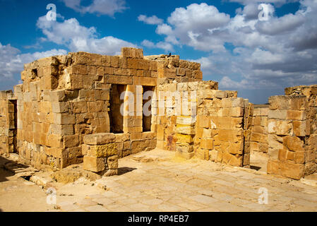 MAMSHIT, Israël / 10 avril 2018 : cette ancienne ville nabatéenne chrétienne dans désert israélien du Néguev a été abandonnée après l'coquest musulmane au 7ème cen Banque D'Images