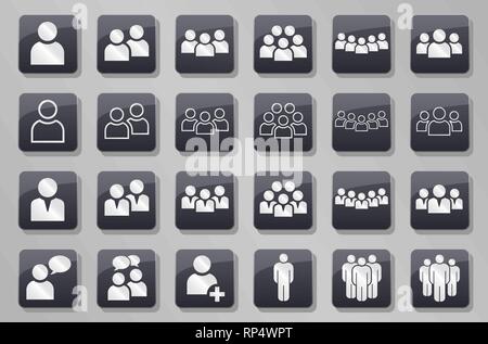 Collection de 24 personne différente et boutons de l'équipe Illustration de Vecteur