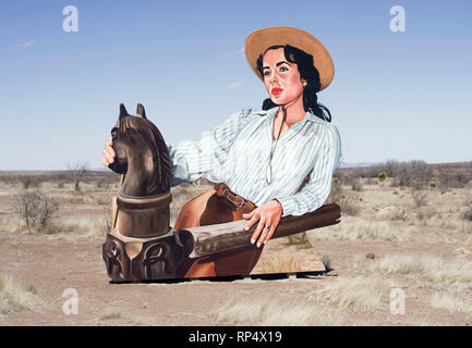 Cut-out effigie de l'acteur James Dean, partie d'une exposition en plein air sur le site dans l'ouest du Texas où le film a été tourné géant Banque D'Images