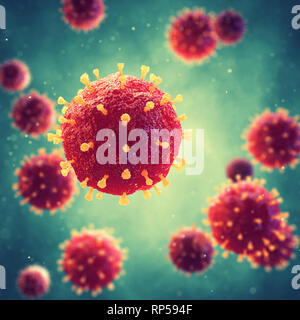 Les virus pathogènes qui causent l'infection dans l'organisme hôte, foyer de maladie virale Banque D'Images