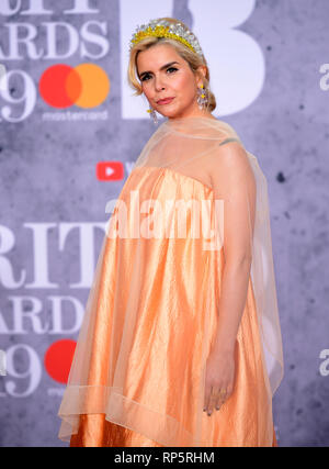 Paloma Faith participant à la Brit Awards 2019 à l'O2 Arena, Londres. Banque D'Images