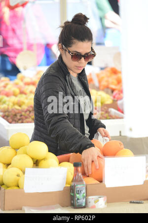 America Ferrera et boissons Kombucha échantillons parcourt le produire au marché des fermiers dans Studio City, Californie comprend : America Ferrera Où : Los Angeles, California, United States Quand : 20 Jan 2019 Credit : WENN.com Banque D'Images