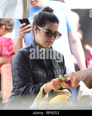 America Ferrera et boissons Kombucha échantillons parcourt le produire au marché des fermiers dans Studio City, Californie comprend : America Ferrera Où : Los Angeles, California, United States Quand : 20 Jan 2019 Credit : WENN.com Banque D'Images