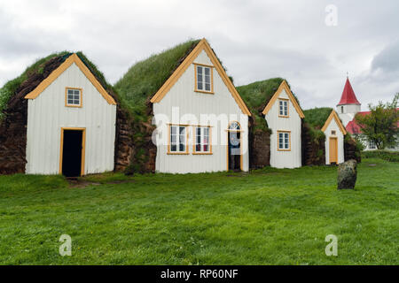 Gazon traditionnelles maisons de Glaumbaer - Islande Banque D'Images