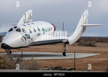 Reproduction de l'avion spatial de Virgin Galactic Spaceport au nord du Nouveau Mexique Banque D'Images