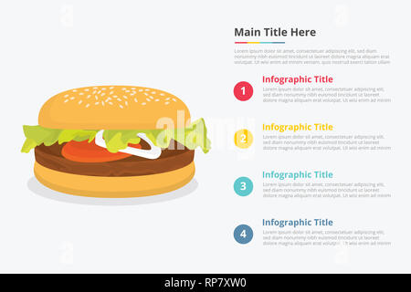 Infographies hamburger avec un certain point titre description modèle d'information - vector illustration Banque D'Images