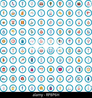 100 Institut de beauté icons set, cartoon style Illustration de Vecteur