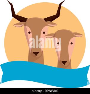 Les antilopes sauvages africains deux caractères vector illustration design Illustration de Vecteur