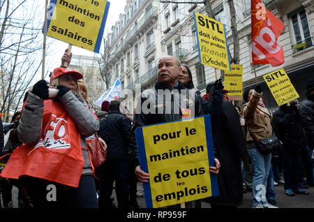 SITL employés emplois protestation menaçant, Lyon, France Banque D'Images