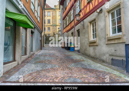 Schwaebisch Hall, Allemagne - 19 Février 2019 : les rues de Schwaebisch Hall, Baden Wuerttemberg est un état dans le sud-ouest de l'Allemagne Banque D'Images