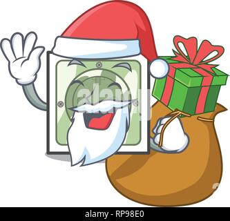 Santa avec prise d'alimentation cadeaux avec isolés dans Mascot Illustration de Vecteur