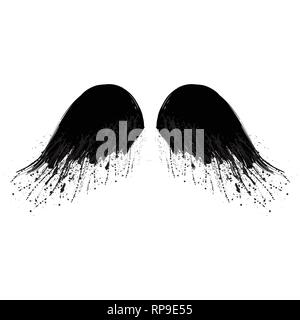 Grunge Black bird silhouettes ailes avec de l'encre splash isolé sur fond blanc Illustration de Vecteur