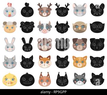 Animal,art,porter,bête,race,oiseaux,caricature,Black,cat,vache,collection,Virginie,design,chien,faune,canards,fox,funny, hen,icône,herbivores,illustration,logo,isolé,mammal,souris,museau,la nature,Animaux,chouette,porc,lapin,prédateur,raton laveur,Ram,set,signer,symbole d'écureuil,jouet,irréaliste,vecteur,web,wild,Wolf, vecteurs vecteur , Illustration de Vecteur