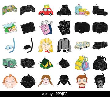 Attribut,accessoires,sacs à dos,plage,camera,camping,camping-car, voiture, caravane,caricature,Black,collection,fille,compas,design,plongée,numérique,animation,famille,équipement,père,flip flops,, chapeau,vacances,icône illustration,logo,isolé,assurance,site,mask,mère,paire passeport,photo,plaisir,portrait,toit,repos,set,signer,fils,tente,symbole,tourisme,voyage,transport,tube,vacances vecteur vecteur Vecteurs , Illustration de Vecteur