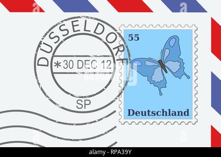 Mail de allemagne - Timbres-poste et de Düsseldorf. Lettre allemand. Illustration de Vecteur