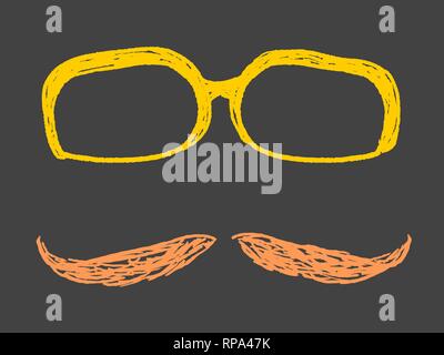 Hipster objets définir doodle - Lunettes et moustache vector illustration. Illustration de Vecteur