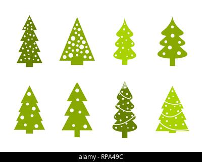 L'icône de l'arbre de Noël. Les formes de l'arbre de Noël vert vecteur. Illustration de Vecteur