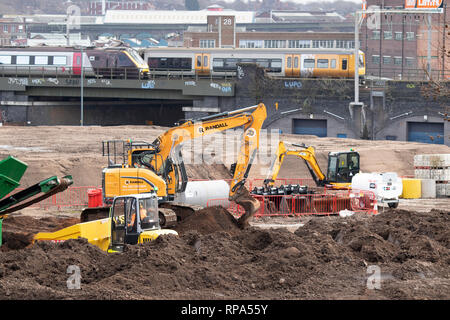 Début des travaux sur la construction de l'HS2 high speed rail terminal dans le centre de Birmingham Banque D'Images