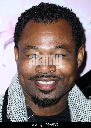 LOS ANGELES, CA, USA - Le 20 février : Boxer Sugar Shane Mosley arrive à l'PrettyLittleThing d'ouverture du bureau de Los Angeles a tenu à l'PrettyLittleThing Los Angeles le 20 février 2019 à Los Angeles, Californie, États-Unis. (Photo par Xavier Collin/Image Press Office) Banque D'Images