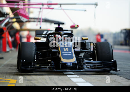 Circuit de Barcelona-Catalunya, Barcelone, Espagne. Feb 21, 2019. Les essais de Formule 1 Jour 4 Romain Grosjean, de l'équipe Haas dans la voie des stands d'essai au cours de l'hiver sur le circuit de Catalunya : Action Crédit Plus Sport/Alamy Live News Banque D'Images