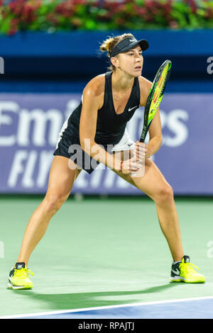 Dubaï, Uinted Arabes Unis. 21 févr. 2019. Belinda Bencic de la Suisse en quart de finale match contre Simona de Roumanie : pendant le tournoi de tennis de Dubai Duty Free au stade de tennis international de Dubaï, DUBAÏ, ÉMIRATS ARABES UNIS Le 21 février 2019. Photo de Grant l'hiver. Credit : UK Sports Photos Ltd/Alamy Live News Banque D'Images