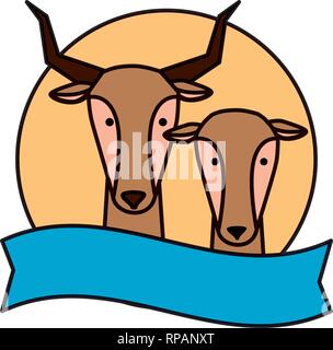 Les antilopes sauvages africains deux caractères vector illustration design Illustration de Vecteur