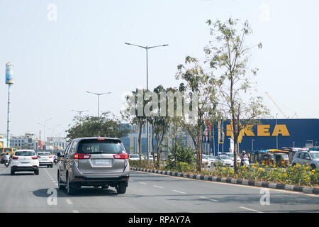 Hyderabad, Inde-21 Février 2019 Avis de meubles suédois IKEA géant,a ouvert son premier magasin sur août 09,2018 au sud de la ville de Hyderabad, Inde Banque D'Images