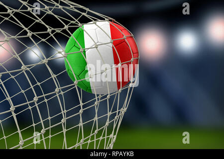 Soccerball avec drapeau dans net Banque D'Images