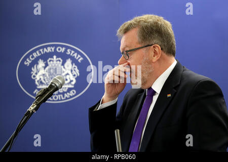 Le Secrétaire écossais David Mundell prononce un discours à l'occasion du 20e anniversaire de la création du parlement écossais à Édimbourg en studios de Dovecot. Banque D'Images