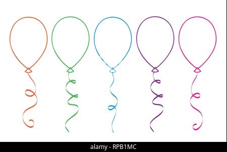 Ballons colorés pour Coloring Book isolé sur fond blanc vector illustration EPS10 Illustration de Vecteur