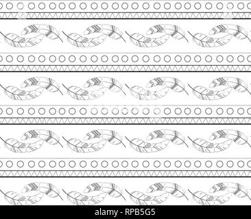 Plume Vintage motif transparent avec ligne et les cercles Illustration de Vecteur