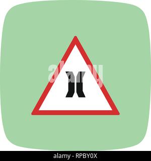 Pont étroit vecteur Icône Road Sign Illustration de Vecteur