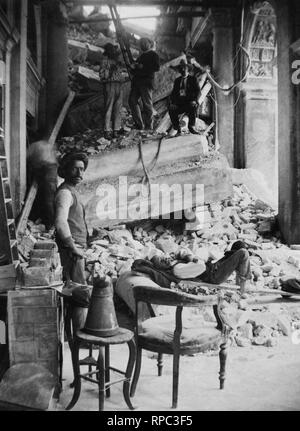 Italie, Vénétie, Venise, les dommages causés par l'effondrement de la tour de la cloche, 1902 Banque D'Images