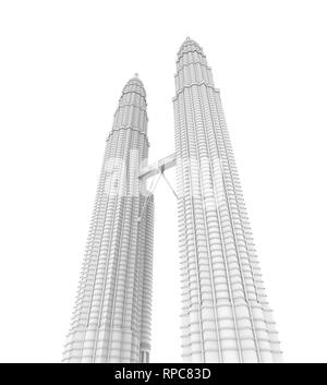 Kuala Lumpur Twin Tower Isolated Banque D'Images