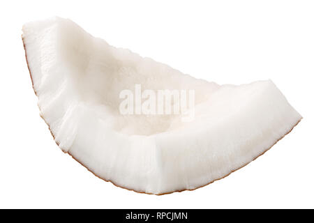 Morceau de chair de noix de coco (Cocos nucifera) noyau fruits décortiqués, cassé de forme irrégulière, Banque D'Images