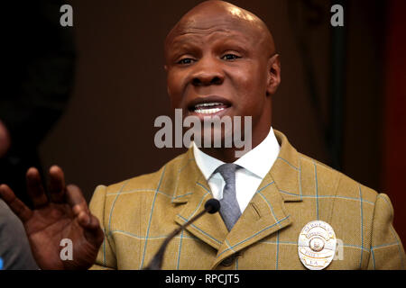 Chris Eubank Sr lors de la conférence de presse de l'Intercontinental à l'O2 de Londres. Banque D'Images