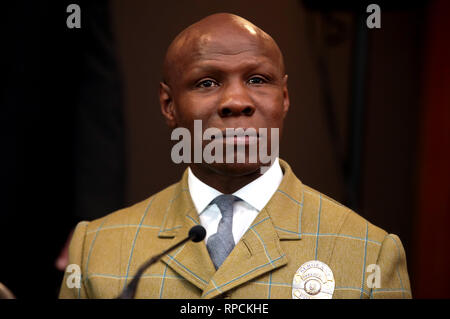 Chris Eubank Sr lors de la conférence de presse de l'Intercontinental à l'O2 de Londres. Banque D'Images