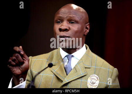 Chris Eubank Sr lors de la conférence de presse de l'Intercontinental à l'O2 de Londres. Banque D'Images