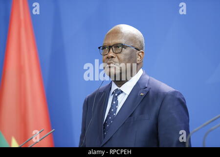 Berlin, Allemagne. Feb 21, 2019. Le président de la République du Burkina Faso, Roch Marc Kaboré à la conférence de presse à la Chancellerie fédérale. Credit : Simone Kuhlmey/Pacific Press/Alamy Live News Banque D'Images