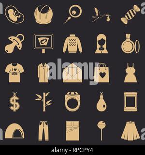 La grossesse, le style simple icons set Illustration de Vecteur