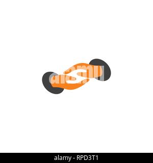 Résumé lettre s hand care design logo Illustration de Vecteur