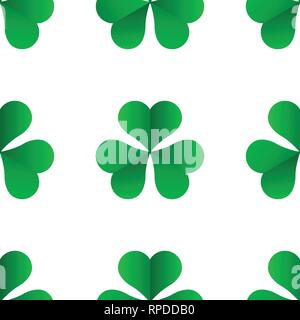 Le trèfle irlandais vert pour la St Patrick Day modèle vectoriel continu Illustration de Vecteur