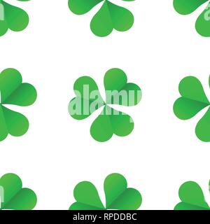 Le trèfle irlandais vert pour la St Patrick Day modèle vectoriel continu Illustration de Vecteur