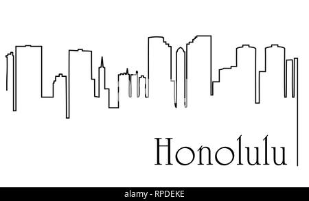 Honolulu city un dessin linéaire abstract background with cityscape Illustration de Vecteur