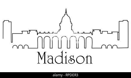 La ville de Madison un dessin linéaire abstract background with cityscape Illustration de Vecteur